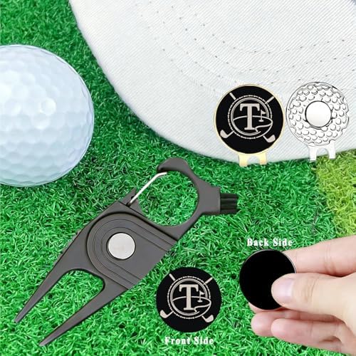 Golf Divot Tool with 2 Personalized Letter Ball Marker, 2 Magnetic Clip - Image 4