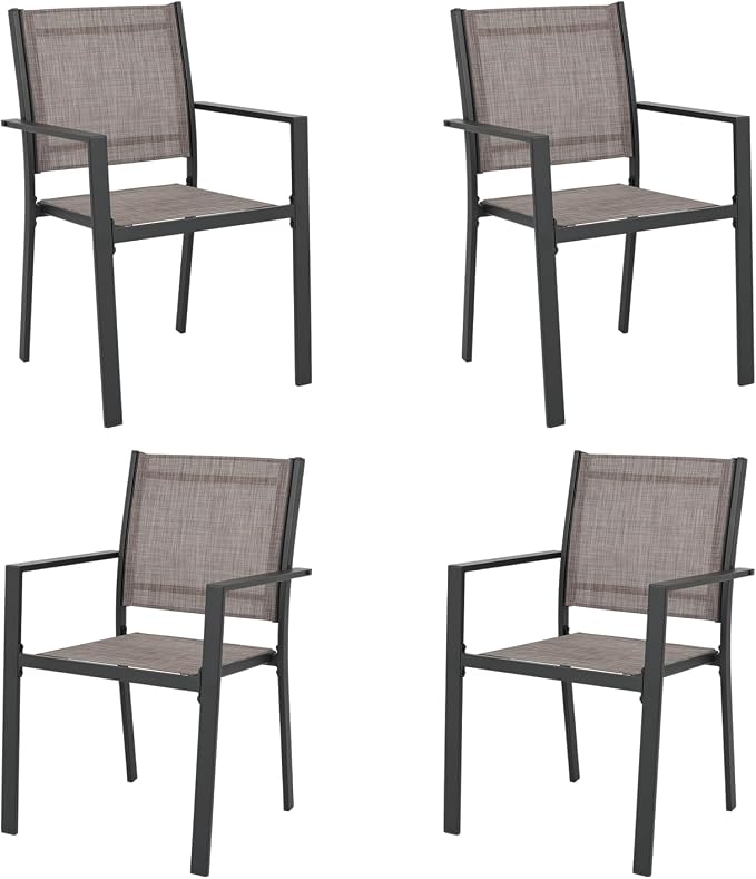 Patio Dining Chairs, All-Weather Textilene Outdoor Dining Chair Set of 4 by Olaterior