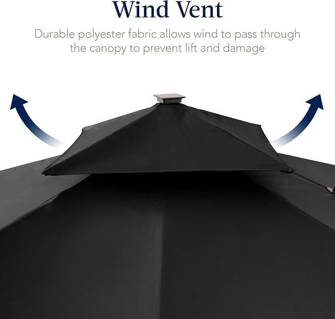 Best Choice Products 9x12ft LED Cantilever Patio Umbrella w/Base Included & - Image 7