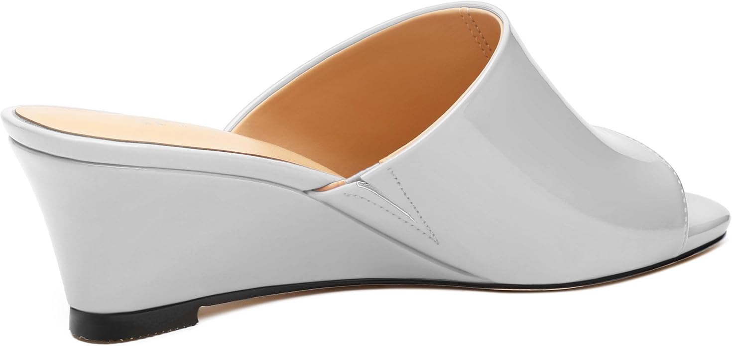 Wedge Sandals for Women Open Toe Wedge Heels Womens Matte High Heel Sandal Round Toe Heeled Wedge Sandals Slip on Casual shoes 2 inch