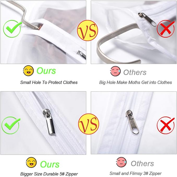 Garment Bags for Hanging Clothes 24'' x 40'' (Set of 6) suit bags for closet storage Covers for Closet with Study Full Zipper for Jacket Storage Clothes and Travel
