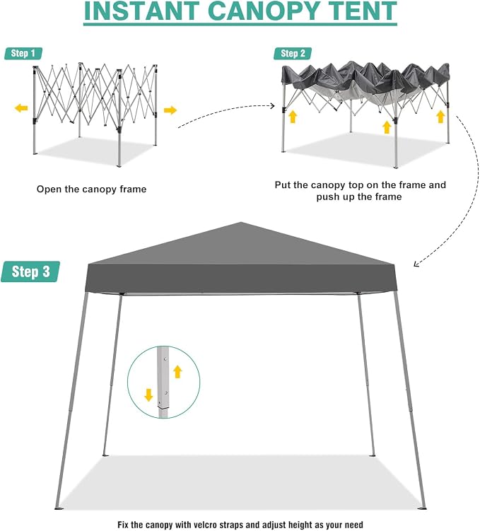 10x10FT Slant Leg Pop Up Canopy Tent, Portable Outdoor Shelter | 10x10FT Base - Image 3