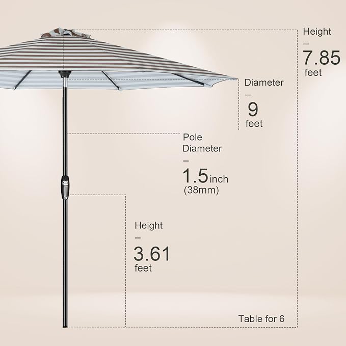 Tempera Patio Market Outdoor Table Umbrella - Image 8