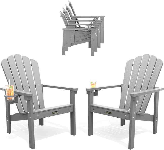 THOEOE Stackable Adirondack Chair Set of 2, HDPE All-Weather Fire Pit Chair | by THOEOE