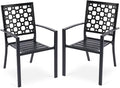 Patio Dining Chairs Set of 2, Stackable Metal High Back Chairs Set by Aoodor