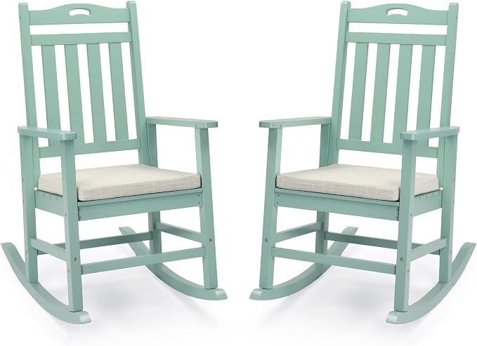 VINGLI Outdoor Rocking Chair Set of 2 Wood Rocking Chair by VINGLI