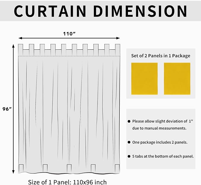 Easy-Going Outdoor Patio Curtains 2 Panels, 110x96 inch, Porch and Pergola - Image 6