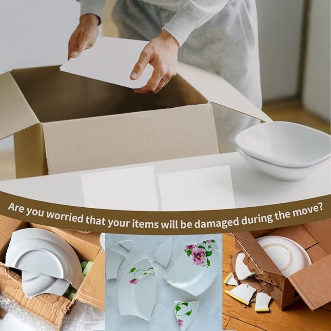260pcs Moving Supplies, 4 Sizes Foam Pouches(7.5" x 7.5". 7.5" x 12" .12" x12" 14" x 14". 60pcs fragile labels) for Moving and Storing,Making Packaging and Transportation Easier.