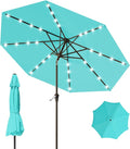 9FT Patio Umbrella with Solar Lights, Outdoor Market Umbrella with Tilt and by YourPerfectOutdoorEscape