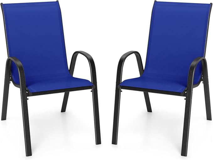 Giantex Patio Chairs Set of 2, Stackable Outdoor Dining Chairs by Giantex