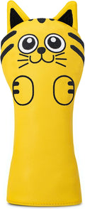 Golf Kitty Head Cover Golf Club White Leather Headcovers 1pc/4pcs Set Fits Driver Fairway Wood Hybrid Utility Putter Iron Wedge Headcover.
