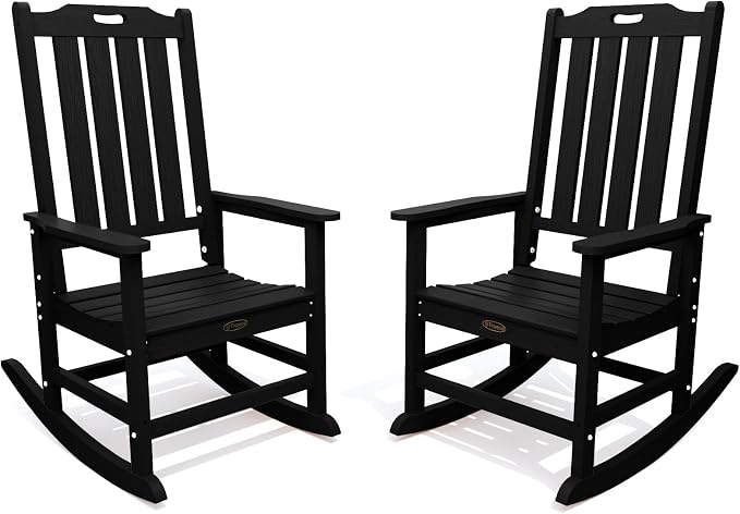 THOEOE Outdoor Rocking Chairs Set of 2, Oversized Patio Rocking Chair | HDPE by THOEOE