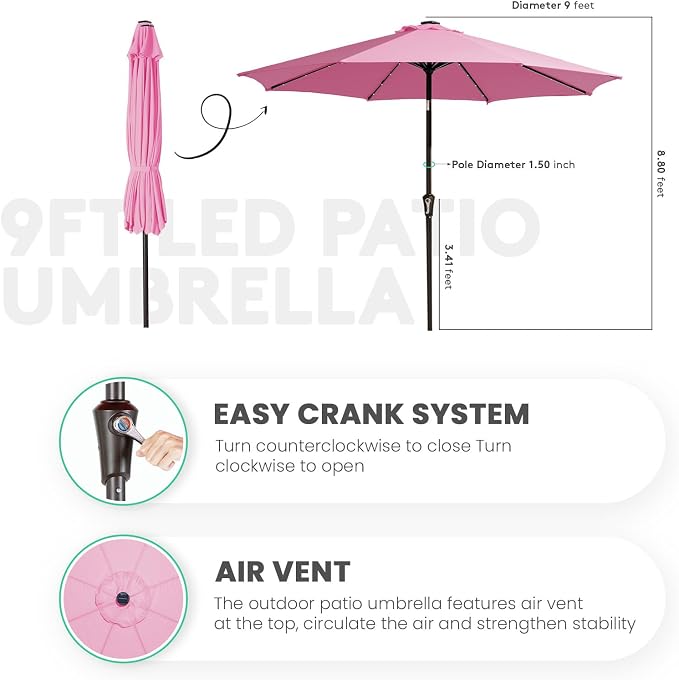 JEAREY 9FT Outdoor Patio Umbrella - Image 5