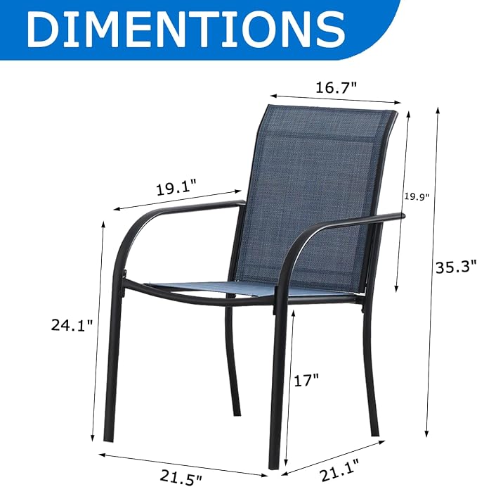Outdoor Dining Chairs Set of 6, Stackable Patio Chairs - Image 3