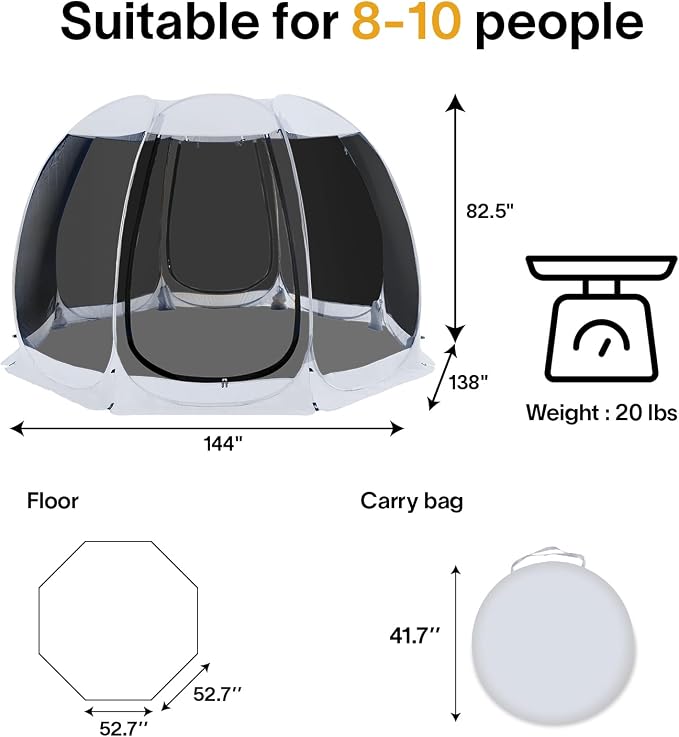 Alvantor Pop Up Screen House Tent, Instant Outdoor Gazebo - Image 8