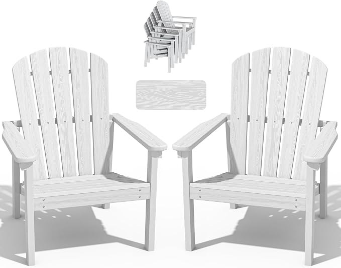 Stackable Adirondack Chairs Set of 2, Compact HDPE, All-Weather by nevilywood