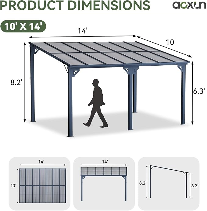 Aoxun 14’x10’ Gazebo with Aluminum Frame & Polycarbonate Panel, Outdoor Patio - Image 2