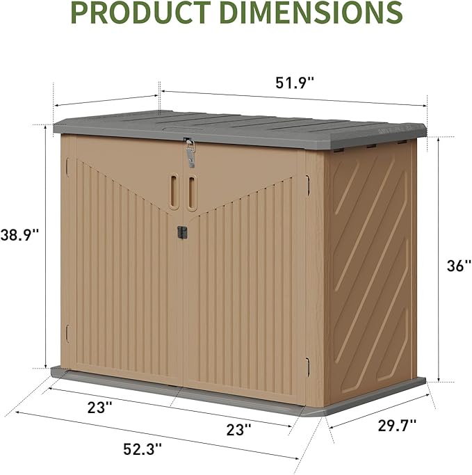 Aoxun Outdoor Storage Cabinet 35 Cu.Ft Outdoor Trash Can Storage Shed, and Lawn - Image 3