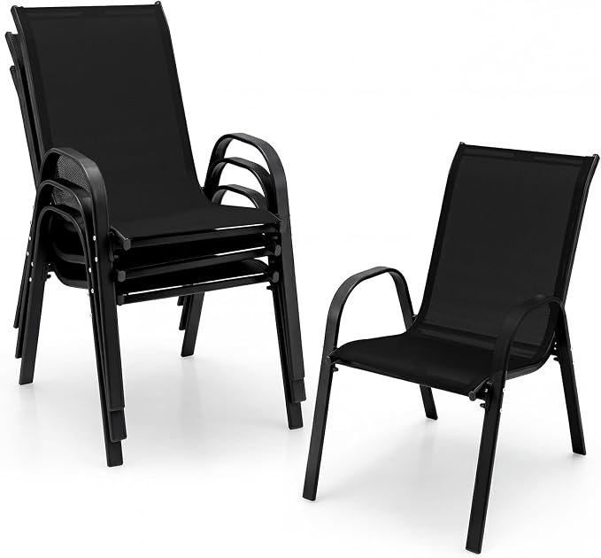 Tangkula Patio Dining Chairs Set of 4, Outdoor Stackable All Weather Heavy Duty by TANGKULA