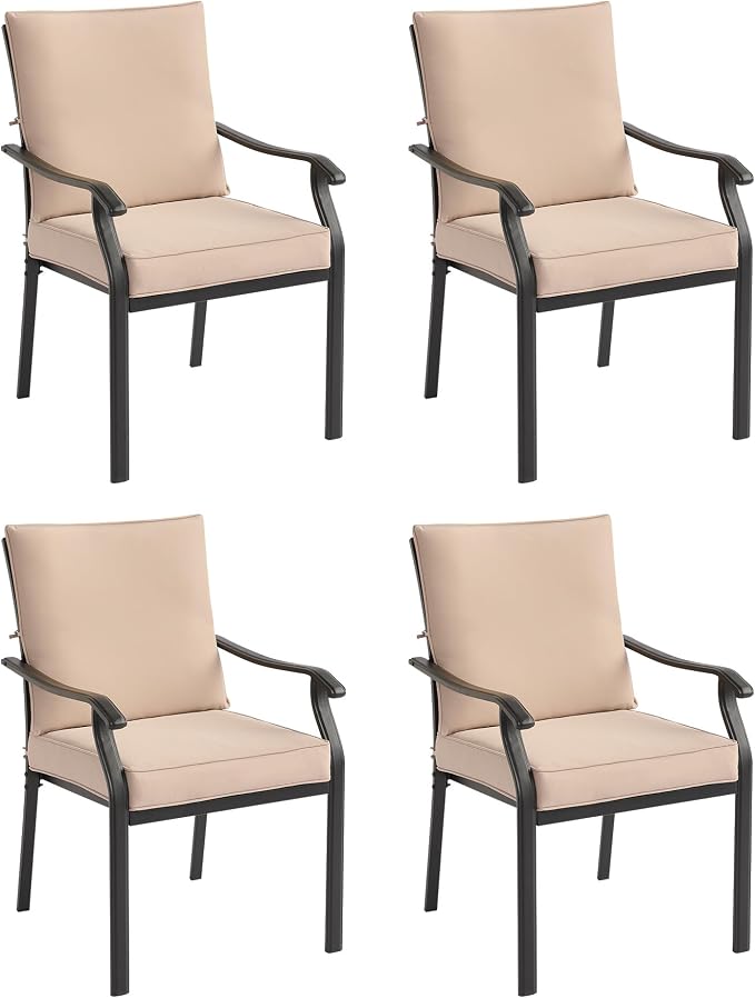 LVUYOYO Outdoor Patio Dining Chairs Set of 4, Metal Stackable Chairs Set by LVUYOYO