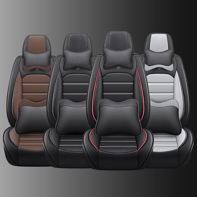 Leather Car Seat Covers for VW Golf SportWagen 2015-2019,Waterproof Soft Seat Covers,Interior Accessories Seat Covers Protector Airbag Compatible(5pcs Black Luxury)