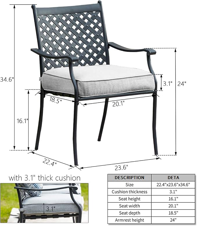 Patio Dining Chairs Stackable Outdoor Chairs Dining Furniture Set of 4 - Image 2
