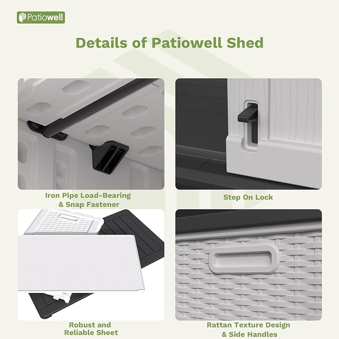 Patiowell Shelf of 26/50 Cu Ft Outdoor Storage Cabinet, 2 Shelves, Waterproof - Image 6