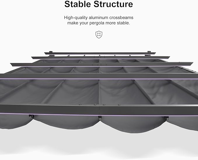 PURPLE LEAF Outdoor Pergola 10' X 10' Retractable Canopy Aluminum, Custom Shade - Image 6
