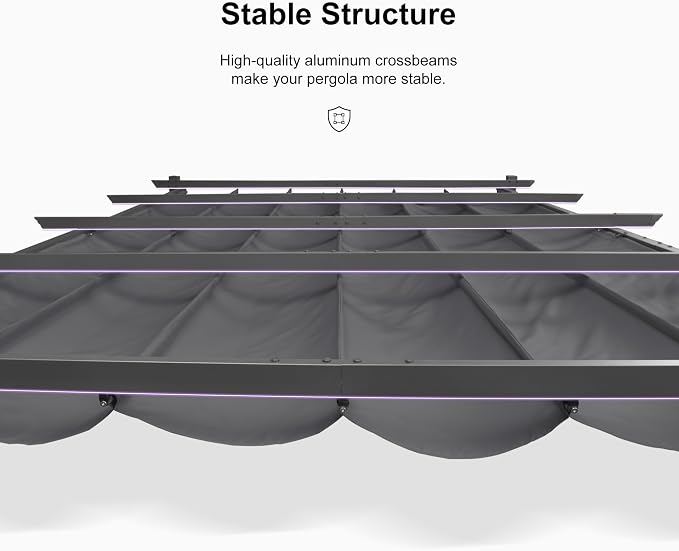 PURPLE LEAF Outdoor Retractable Pergola 10' X 12' Canopy Aluminum, Custom Shade - Image 6