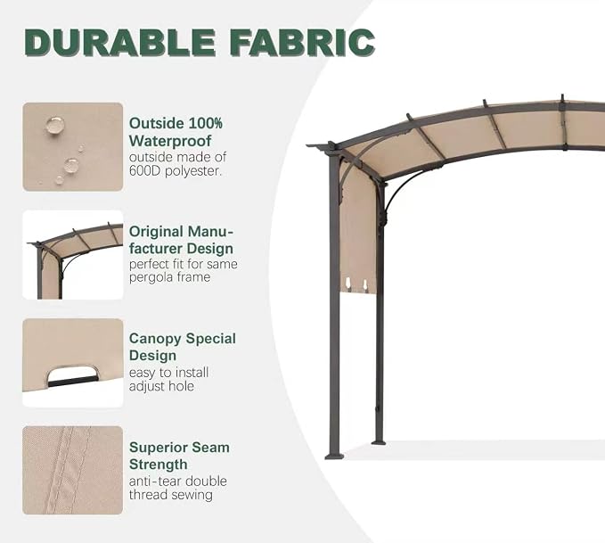 85" x 208" Universal Pergola Replacement Canopy Cover | Waterproof Shade Top - Image 5
