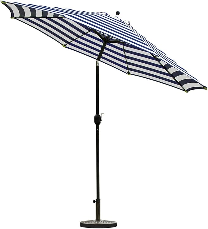 Sunnyglade 9' Patio Umbrella Outdoor Table Umbrella 8 Ribs Blue and White | 9Ft - Image 2