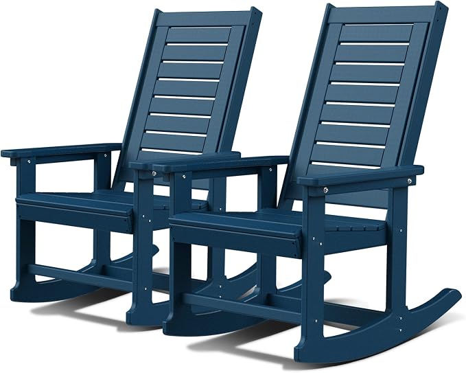 GREENVINES Oversized Outdoor Rocking Chairs Set of 2, HDPE Rocker by GreenVines