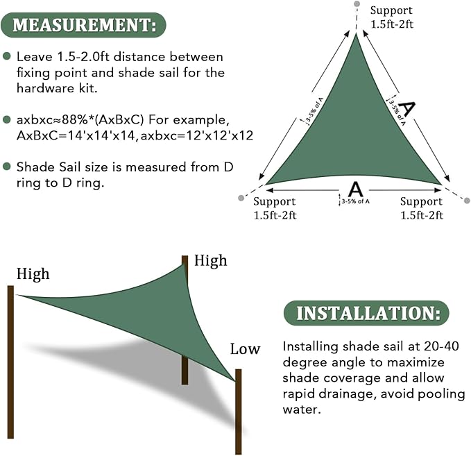 Shade&Beyond Custom Sun Shade Sail 15'x21'x25.8' Triangle Sun Sail Shades Patio - Image 6