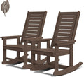 GREENVINES Outdoor Rocking Chairs Set of 2, HDPE Rocker, Dark Brown | Wood by GreenVines