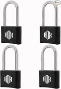 HOX 4 Digit Heavy Duty Combination Lock, 2.7 Inch Long Shackle, Outdoor Waterproof Padlock for School Locker, Gym Locker, Hasp Storage, Fence (Black, 4 Pack)