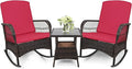 3 pcs Rocking Bistro Set Conversation Chairs PE Wicker Outdoor Rocking Chairs & by Enjoyyourlife