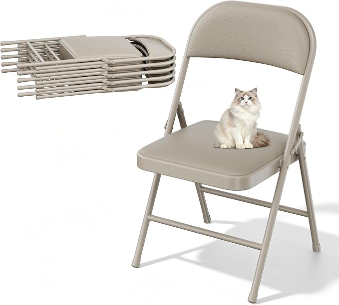 6 Pack Padded Folding Chairs, Portable Metal Foldable Chairs by HomePage
