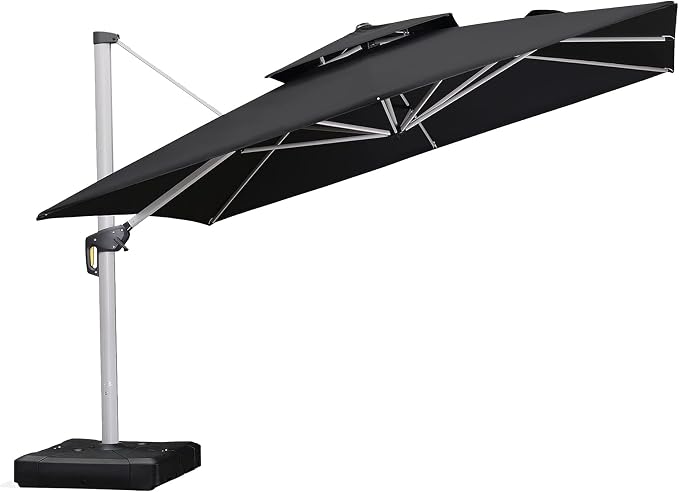 PURPLE LEAF Cantilever Patio Umbrellas 12' x 12' Large Double Top, 3-Yr by PURPLELEAF