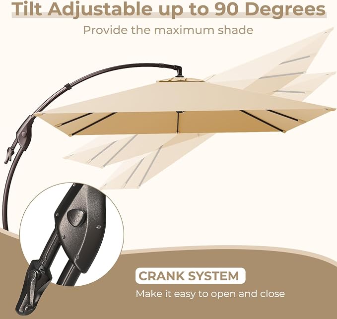Grand patio 10x10 FT Sunbrella Cantilever Square Umbrella - Image 5