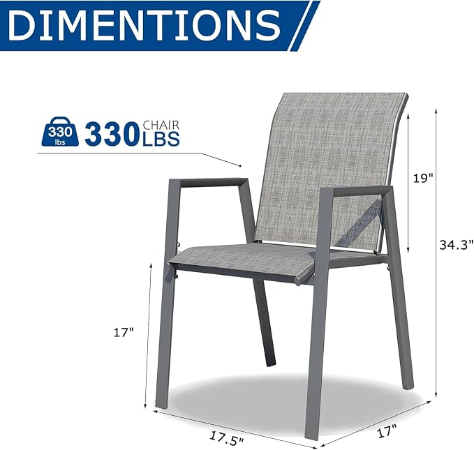 Outdoor Patio Chairs Set of 6, Lightweight Patio Set - Image 2
