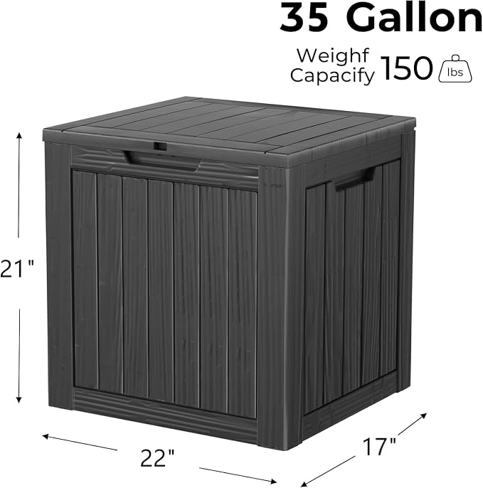 Outdoor Storage Box, 35 Gallon Waterproof Deck Box, Quick Snap-Lock Resin - Image 2
