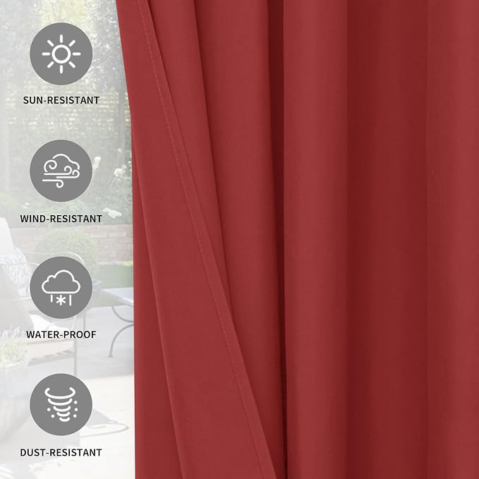Easy-Going 100% Waterproof Outdoor Curtains 54x96 inch, Gazebo and Pergola 2 - Image 5