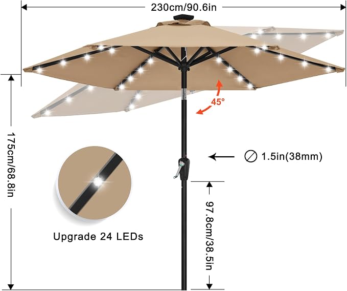 ABCCANOPY Solar Led Patio Umbrella - Image 3