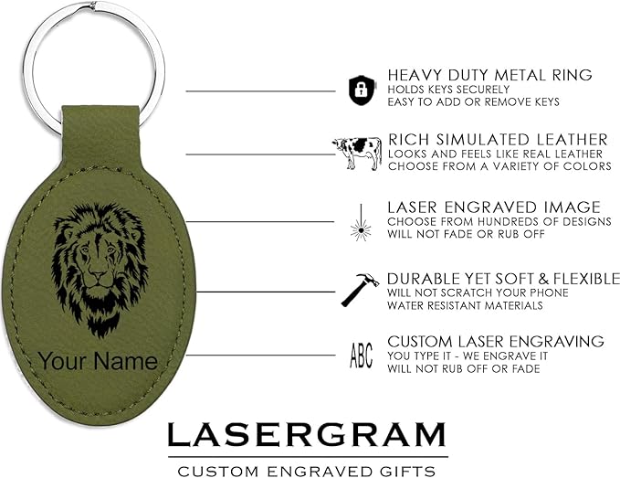 LaserGram Oval Keychain, Disc Golf, Personalized Engraving Included