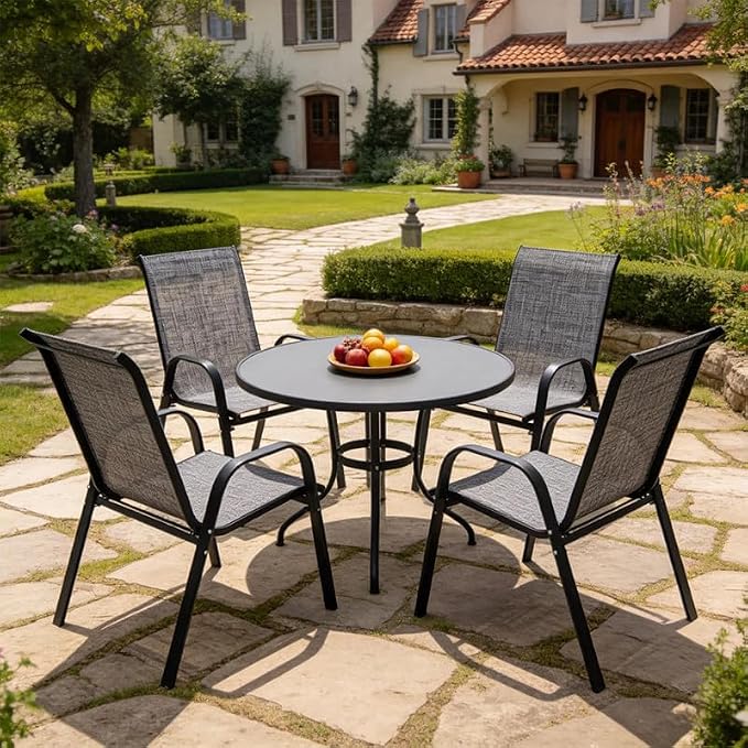 Patio Chairs Set of 4, Breathable Textilene, Weatherproof Frame, Quick Setup by zheczoemate