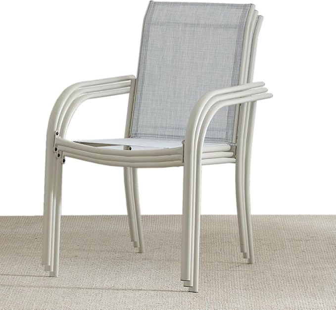 Stackable Patio Chairs Set of 4, Outdoor Dining Chairs - Image 2