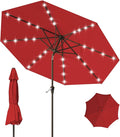 9FT Patio Umbrella with Solar Lights, Outdoor Market Umbrella with Tilt and by YourPerfectOutdoorEscape