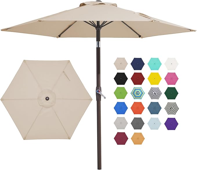 JEAREY 7.5 ft Outdoor Patio Umbrella, Table Umbrella, Tilt & Crank lift by JEAREYOutdoorsCollection