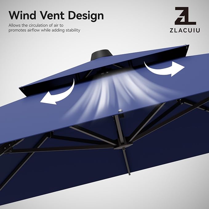 9x12FT Navy Blue Cantilever Outdoor Patio Umbrella - Image 7