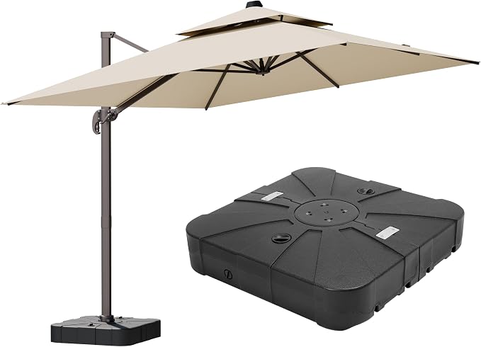10x13FT Beige Cantilever Outdoor Patio Umbrella by ZLACUIU